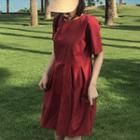 Short-sleeve Plain Mini Dress