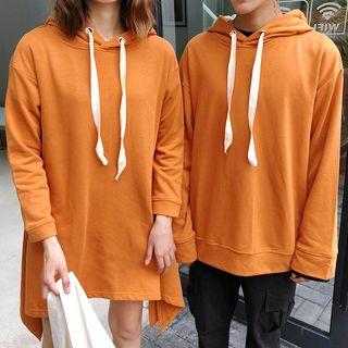 Couple Matching Side Slit Hoodie Dress / Drawstring Hoodie