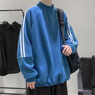 Pinstriped Round-neck Plain Pullover