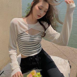 Cropped Sweater / Cropped Knit Camisole Top