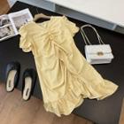 Short-sleeve V-neck Frilled Dress