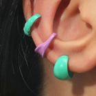 Set Of 3 : Color Alloy Earring (assorted Designs) 01 - Purple & Green - One Size
