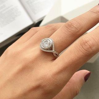 925 Sterling Silver Rhinestone Open Ring K470 - As Shown In Figure - One Size