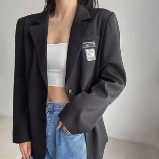 Long Sleeve Loose-fit Lettering Blazer