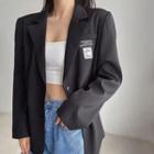 Long Sleeve Loose-fit Lettering Blazer