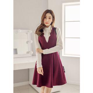 Scallop-trim A-line Jumper Dress