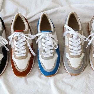 Genuine-suede Contrast-trim Sneakers