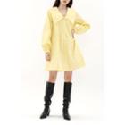 Wide-collar Pintuck Dress Yellow - One Size