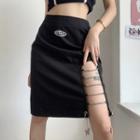 Chained Slit Fitted Skirt