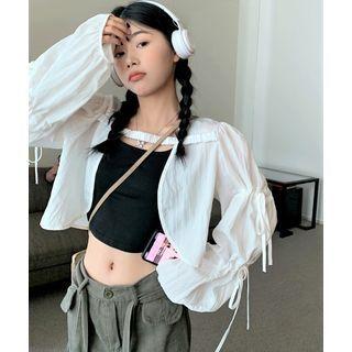 Bow-accent Cropped Light Jacket