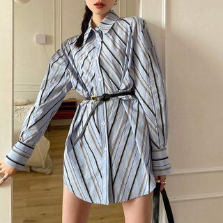 Striped Shirt Black & Khaki Stripe - Light Gray - One Size
