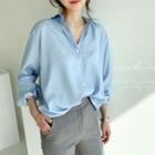 Sleek Formal Shirt Sky Blue - One Size