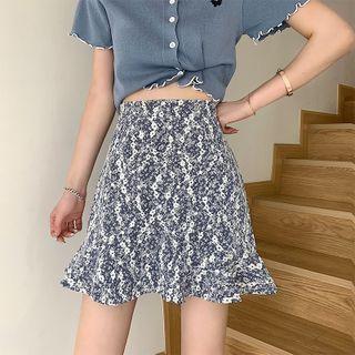 Floral Print A-line Lace Skirt