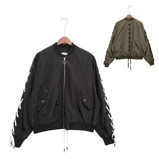 Loose-fit Lace-up Baseball Jacket