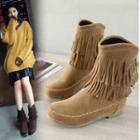 Fringed Faux Suede Short Boots
