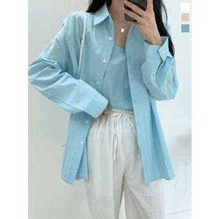 Set: Loose-fit Shirt + V-neck Camisole Top