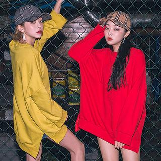 Dip-back Oversized Colored Cotton Sweatshirt