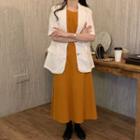 Short-sleeve Blazer / Sleeveless Midi A-line Dress