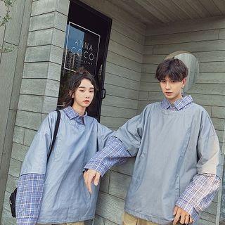 Couple Matching Long-sleeve Mock Two-piece Top / Cargo Pants