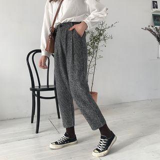 Striped High-waist Cropped Straight-leg Pants