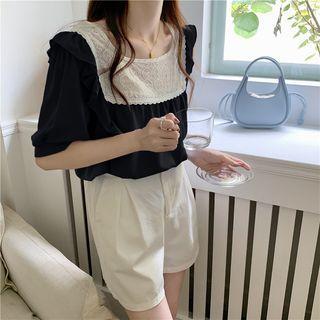 Short-sleeve Panel Asymmetrical Top