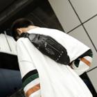 Faux Leather Studded Belt Bag Black - One Size