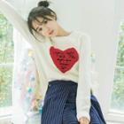 Lettering Heart Sweater