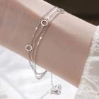 Layered Chain Bracelet Bracelet - 3 Rings - Silver - One Size