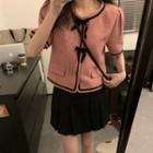 Short-sleeve Bow Jacket / Mini A-line Skort