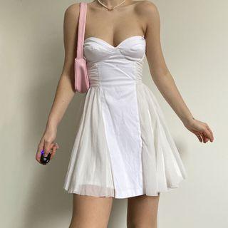 Sleeveless V-neck Mesh Panel Mini A-line Dress