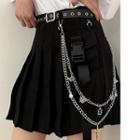Faux Leather Chain Belt Silver - One Size