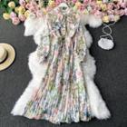 Long Sleeve Tie Neck Floral Print Maxi Dress