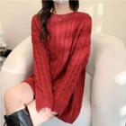 Cable-knit Loose-fit Sweater Red - One Size