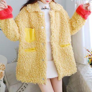 Contrast Trim Fleece Loose-fit Jacket
