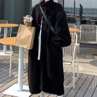 Letter Embroidered Midi Coat