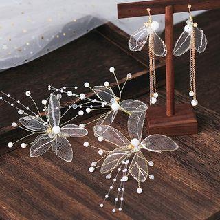Wedding Set: Lace Flower Earring (various Designs) 1 Pair - As Shown In Figure - One Size
