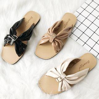 Buckled Bow Slide Sandals