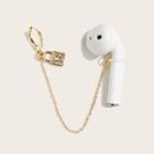 Rhinestone Lock Airpods Retainer Earring 1 Pc - Gold - One Size