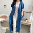 Cap-sleeve Open-front Longline Cardigan