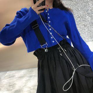Ribbed Cropped Long-sleeve Top