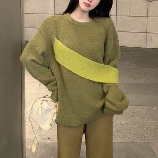 Two-tone Sweater / Wide Leg Pants