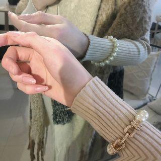 Faux Pearl Rhinestone Alloy Bracelet