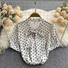 Short-sleeve Round-neck Bow Dots Top