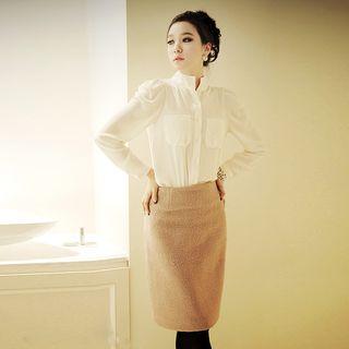 Stand Collar Chiffon Shirt