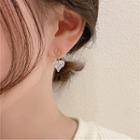 Rhinestone Heart Earring 1 Pair - S925 Silver Needle - Silver - One Size