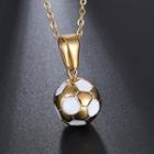 Soccer Pendant Necklace Sn168 - Gold & White - S