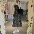 Sleeveless Leopard Print Dress / Long-sleeve Top