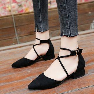 Faux Suede Pointed-toe Ankle Strap Sandals