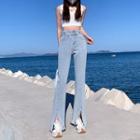 High Waist Washed Slit Bootcut Jeans (various Designs)
