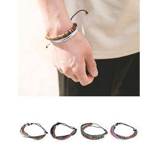 Layered Beaded Faux-leather Bracelet